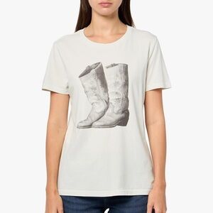 Lucky Brand Women's Flower Boots Classic Crew T-shirt Blue Blush Size M